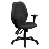 Flash Furniture High Back Gray Fabric Multi-Functional Ergonomic Task Chair with Arms BT-6191H-GY-GG